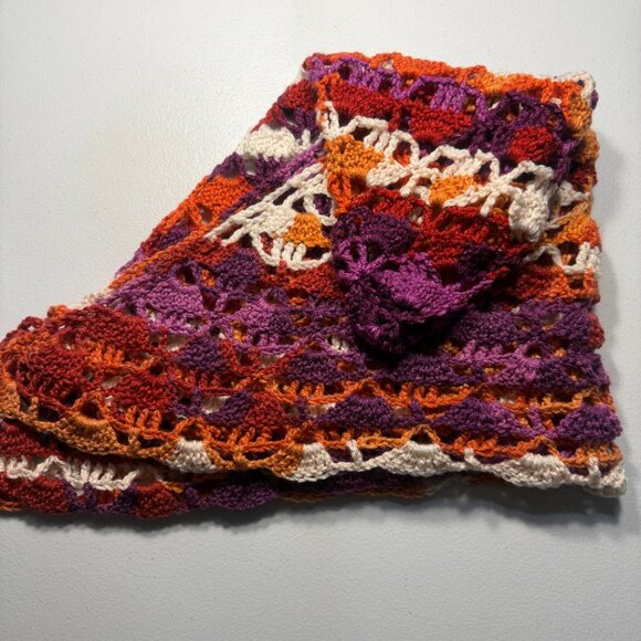 Multicolor Crochet Lace Shawl | Triangle Wrap | Boho Style Handmade - Picture 5 of 5